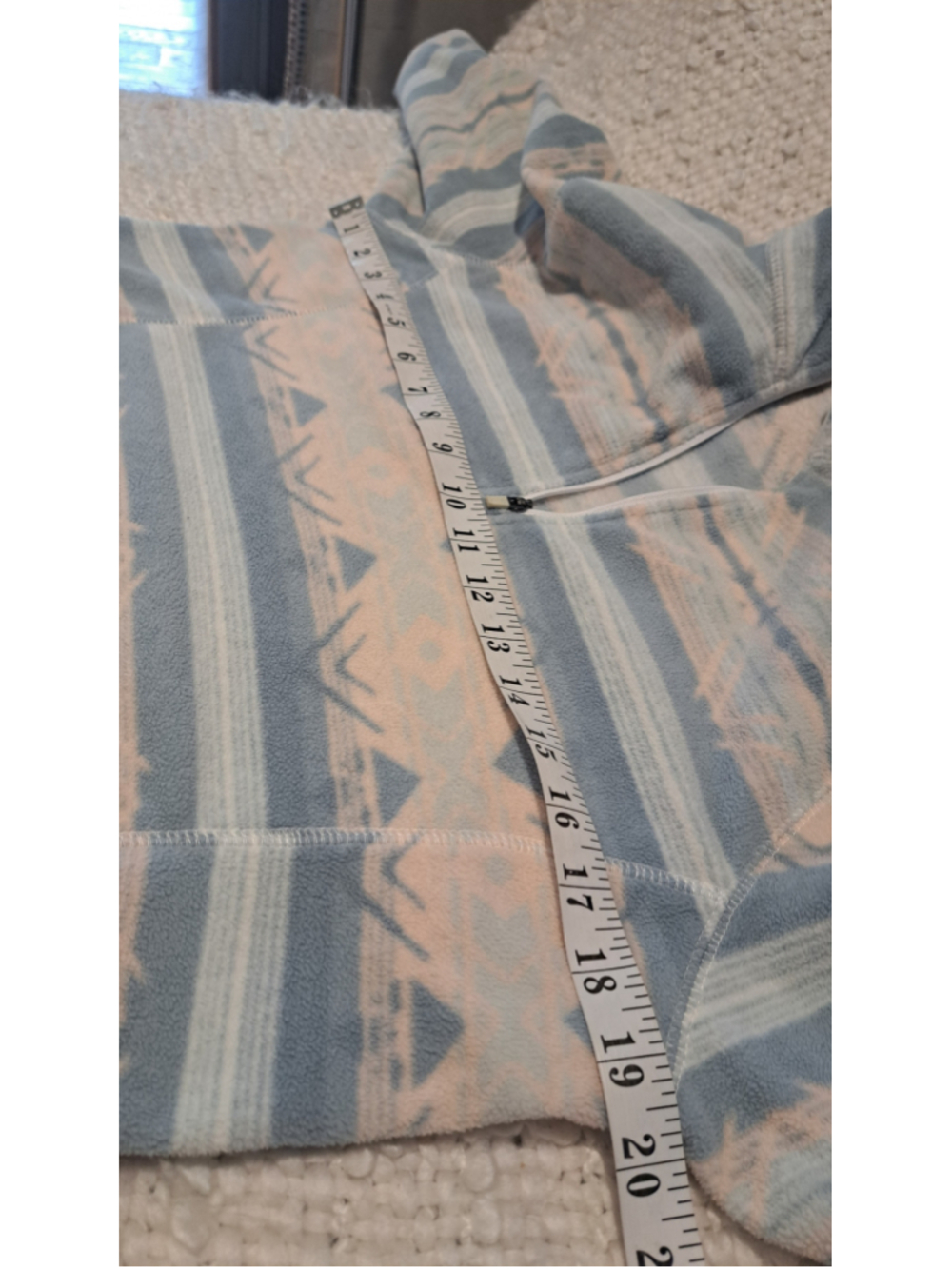 617 - Eddie Bauer Quarter Zip Fleece Pullover | Blue & Cream Southwest Print | S - Picture 7 of 7